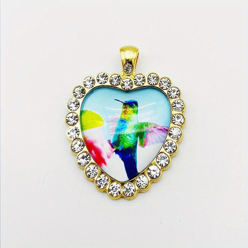 Green Bird Glass Alloy Pendant Necklace Accessories DIY